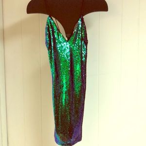 PrettyLittleThing Aqua-Green Sequin Dress